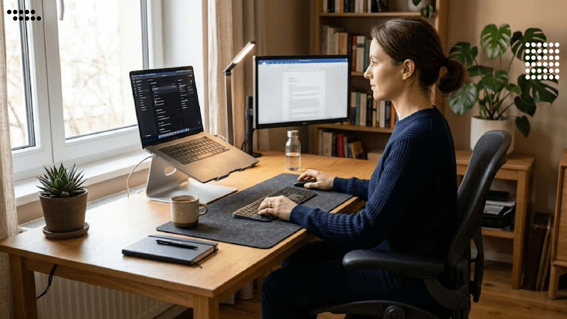 تنظیم صحیح ارتفاع صفحه نمایش لپ تاپ در فضای کاری ارگونومیک تنظیم صحیح ارتفاع صفحه نمایش لپ تاپ در فضای کاری ارگونومیک
